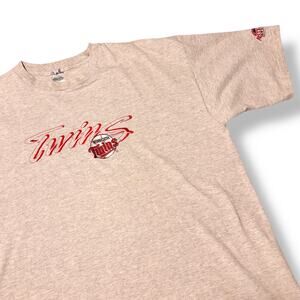 Vtg Minnesota Twins Embroidered T-Shirt XL Antigua Sport Gray Cotton Tee USA MLB